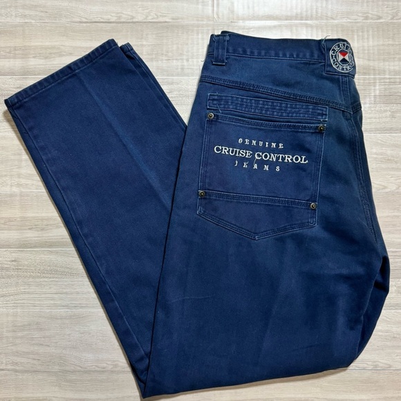 Cruise Control Jeans 32x34 Navy Blue Denim Pants Embroidered Logo Streetwear - Picture 6 of 13